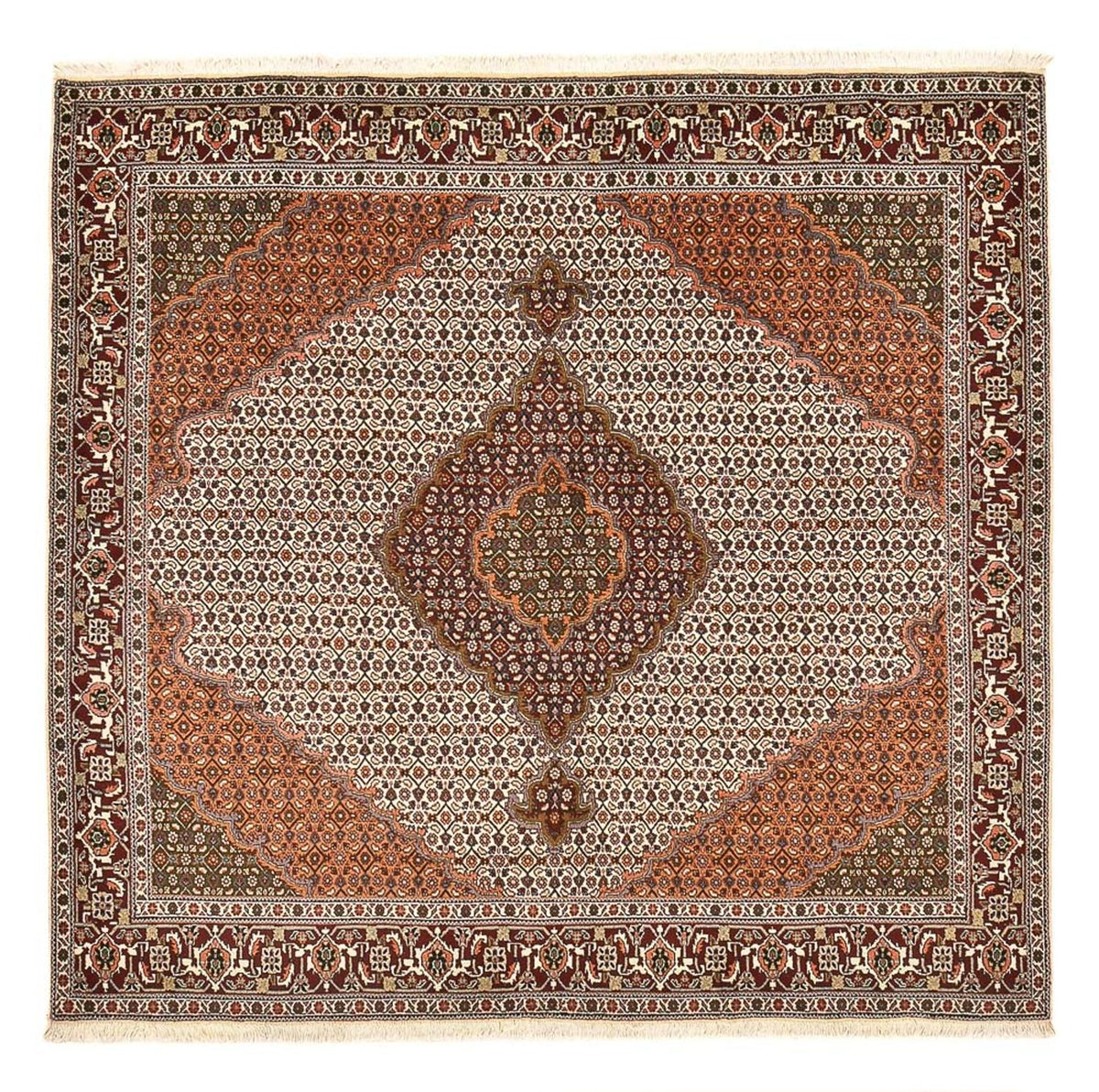Tapis persan - Tabriz - Royal carré - 203 x 200 cm - marron clair