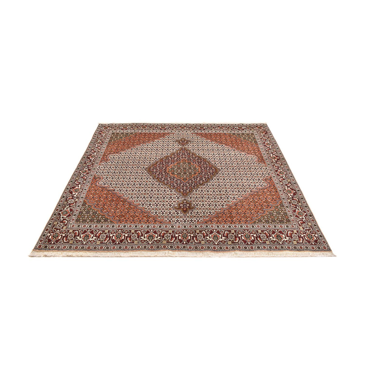 Tapis persan - Tabriz - Royal carré - 203 x 200 cm - marron clair