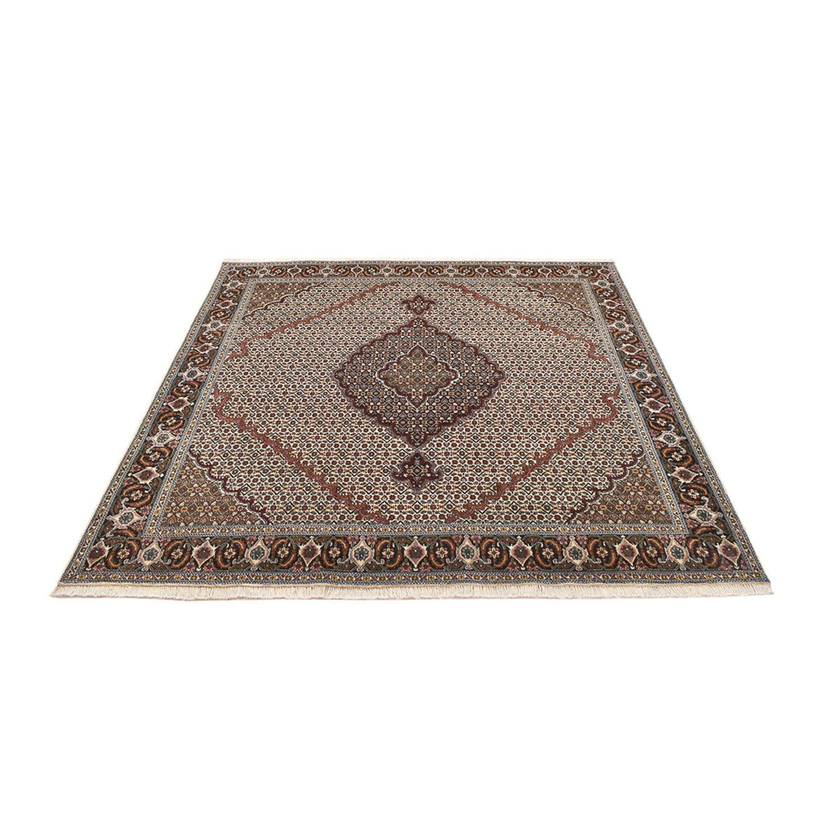 Tapis persan - Tabriz - Royal carré  - 200 x 200 cm - marron