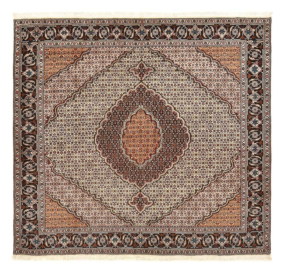Tapis persan - Tabriz - Royal carré  - 201 x 201 cm - marron clair