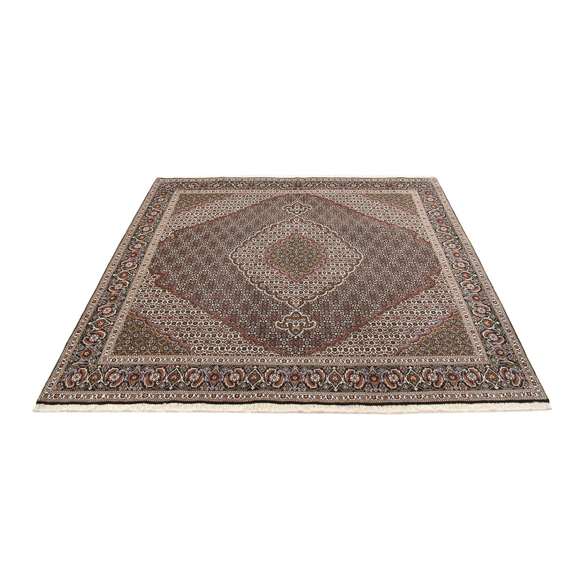Tapis persan - Tabriz - Royal carré  - 200 x 197 cm - marron