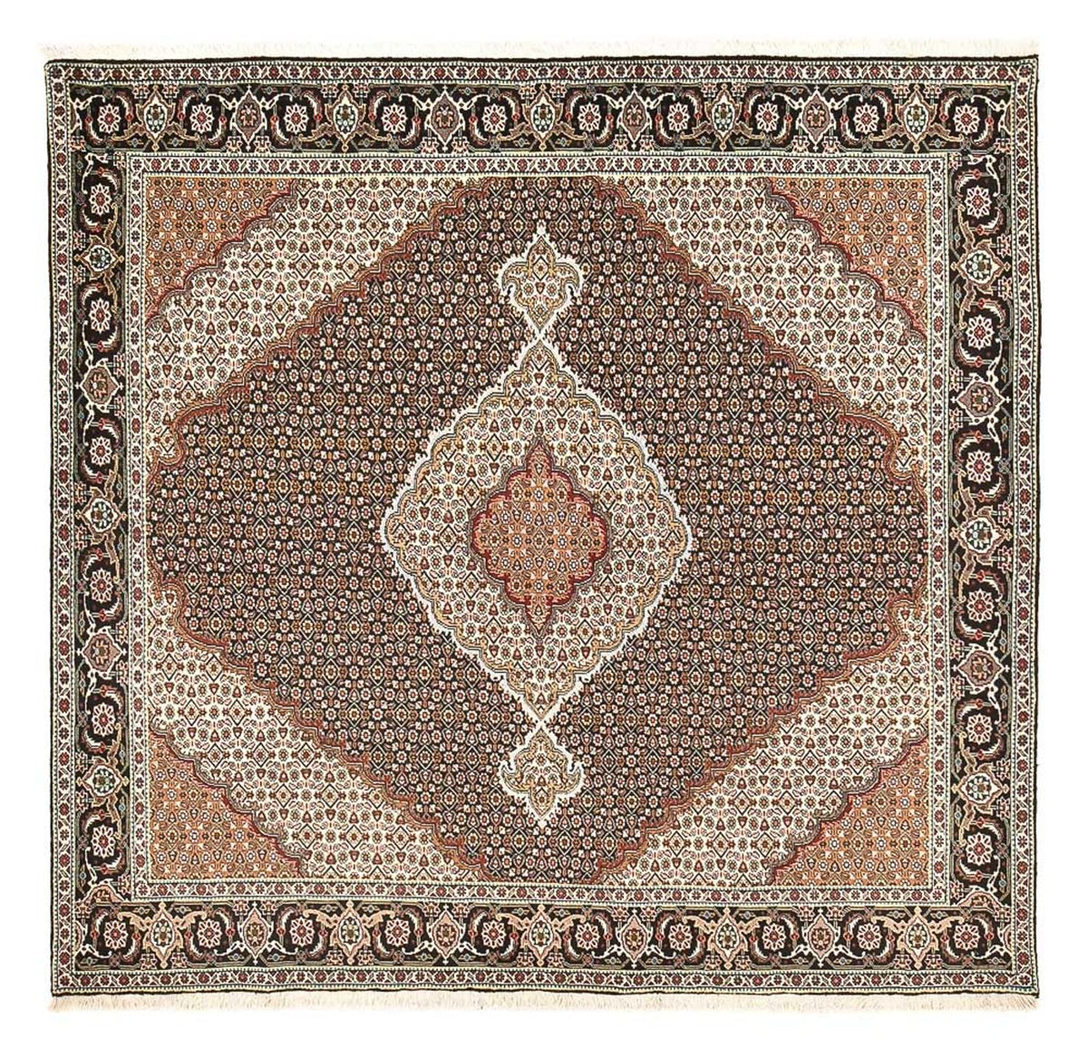 Tapis persan - Tabriz - Royal carré - 204 x 200 cm - marron