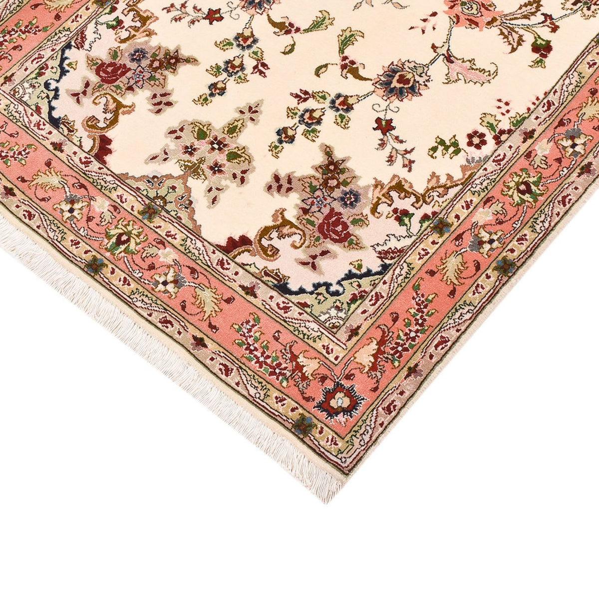 Tapis de couloir Tapis persan - Tabriz - Royal - 203 x 81 cm - crème