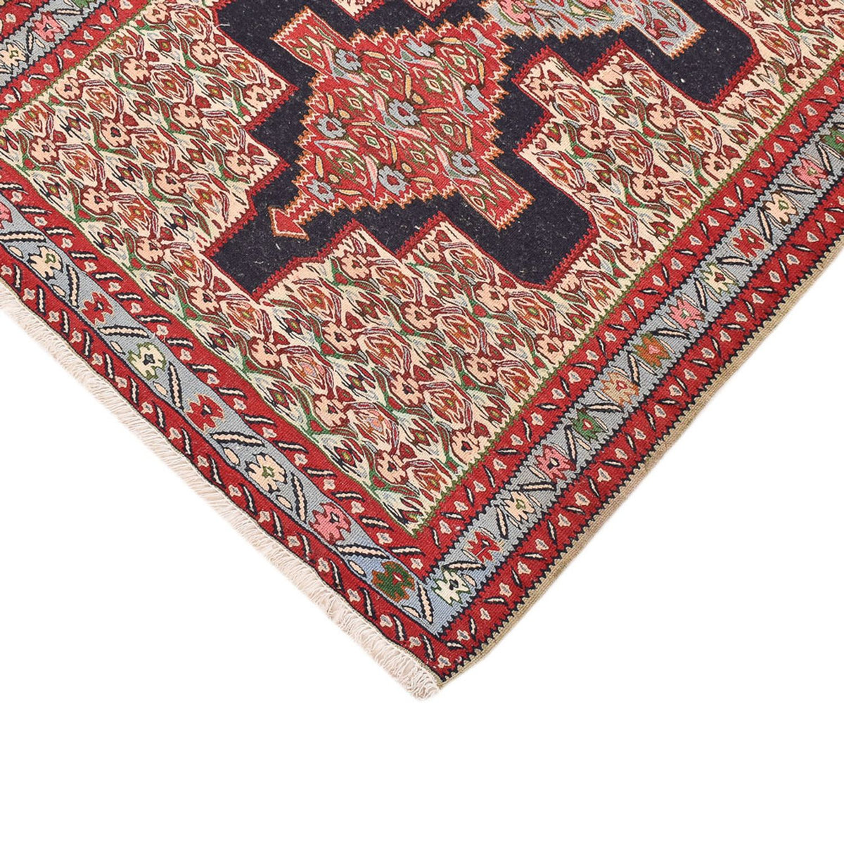 Tapis de couloir Tapis Kelim - Oriental - 395 x 87 cm - bleu foncé