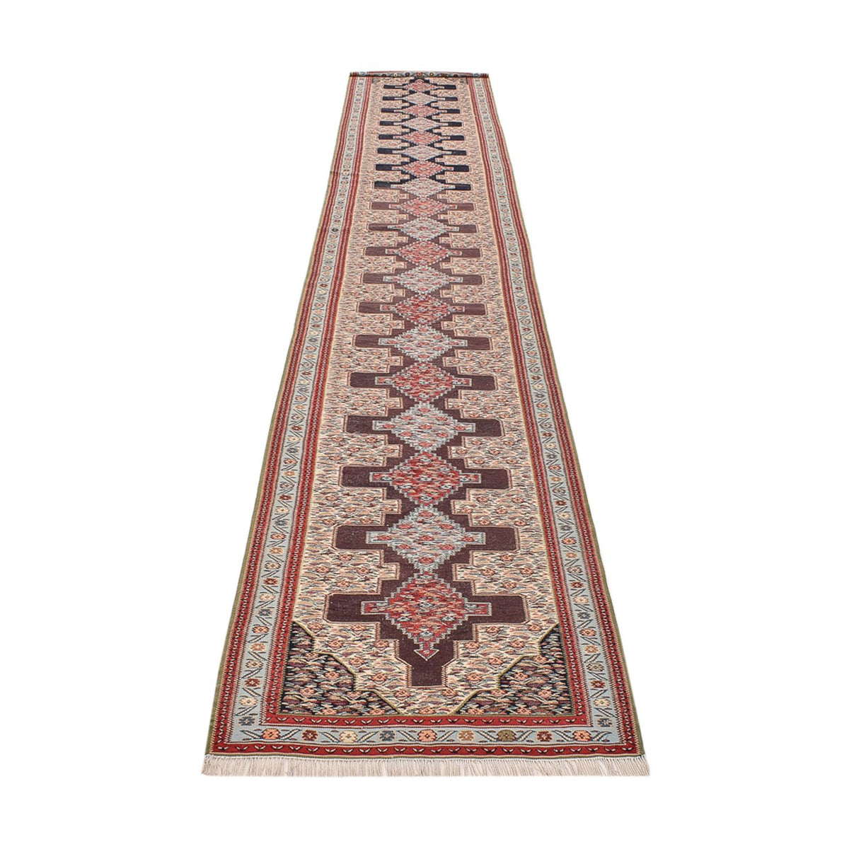 Tapis de couloir Tapis Kelim - Oriental - 495 x 85 cm - bleu foncé