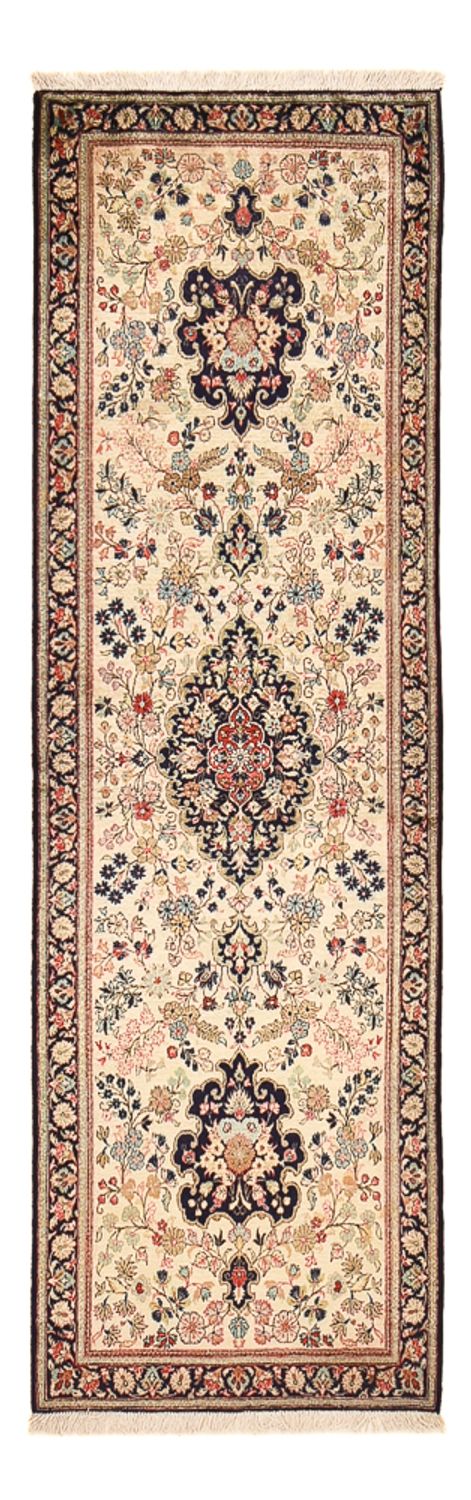 Tapis de couloir Tapis en soie - Ghom soie - Premium - 222 x 69 cm - crème