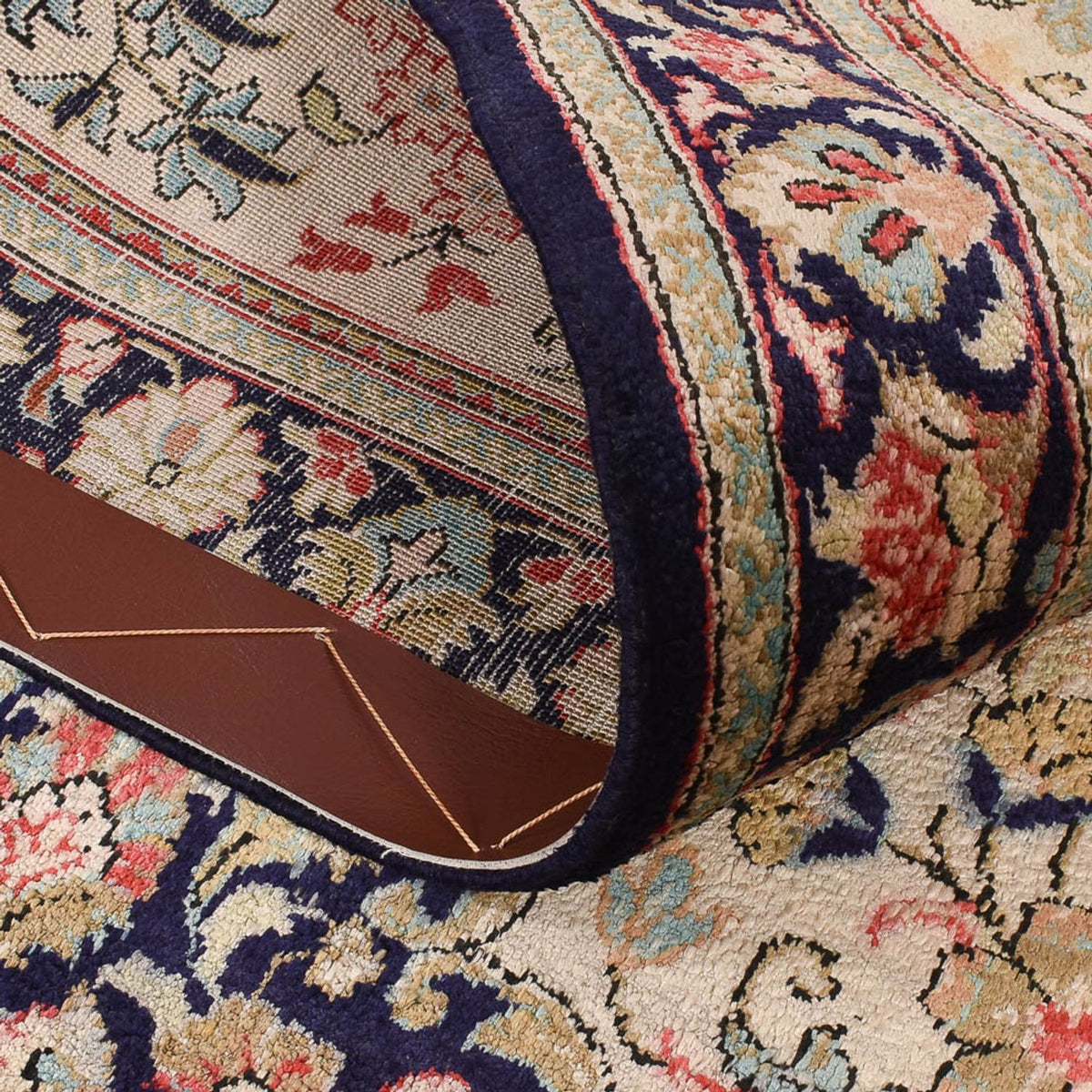 Tapis de couloir Tapis en soie - Ghom soie - Premium - 222 x 69 cm - crème