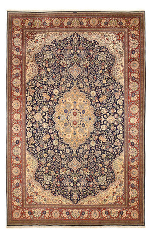 Tapis persan - Tabriz - Royal - 381 x 250 cm - bleu foncé