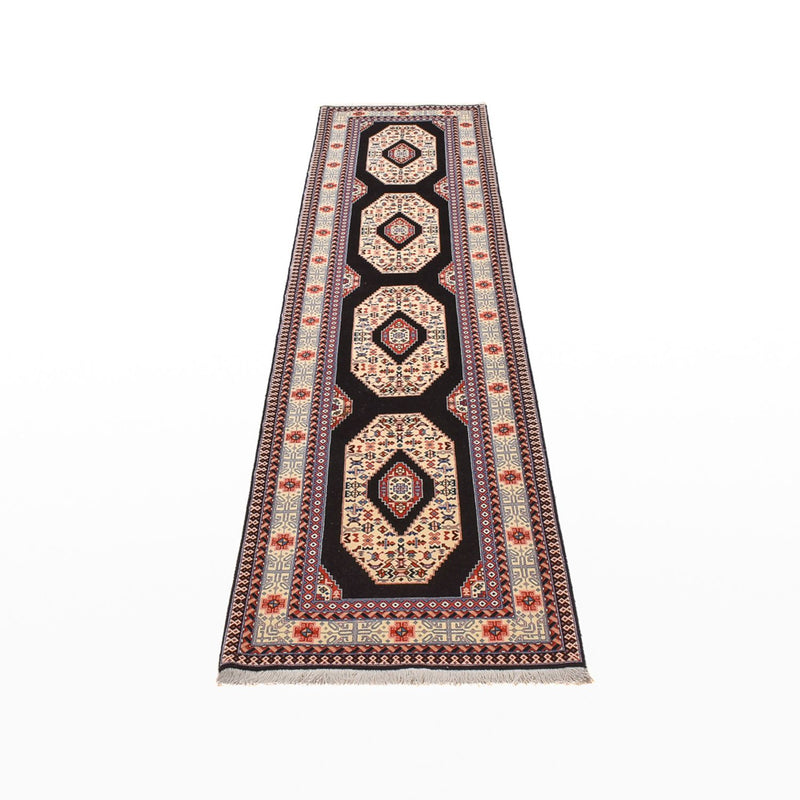 Tapis de couloir Tapis persan - Tabriz - Premium - 305 x 75 cm - bleu foncé