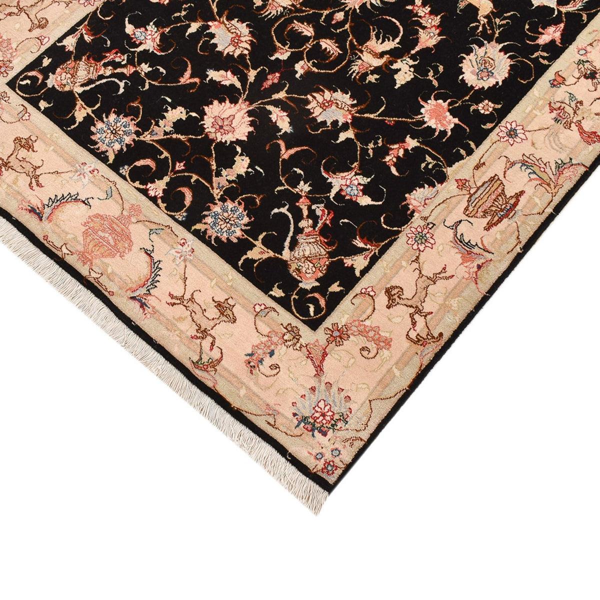 Tapis de couloir Tapis persan - Tabriz - Royal - 204 x 100 cm - bleu foncé