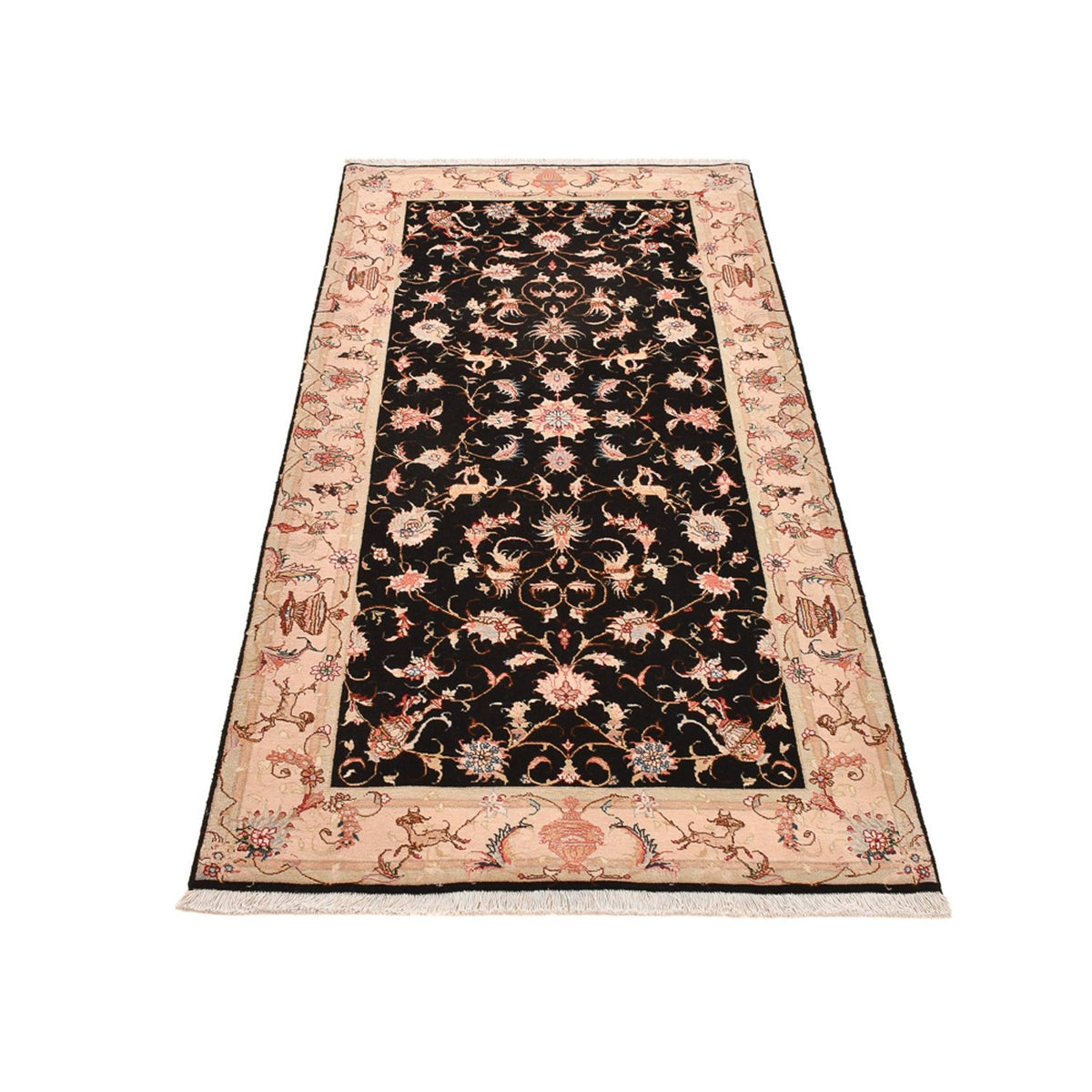 Tapis de couloir Tapis persan - Tabriz - Royal - 204 x 100 cm - bleu foncé