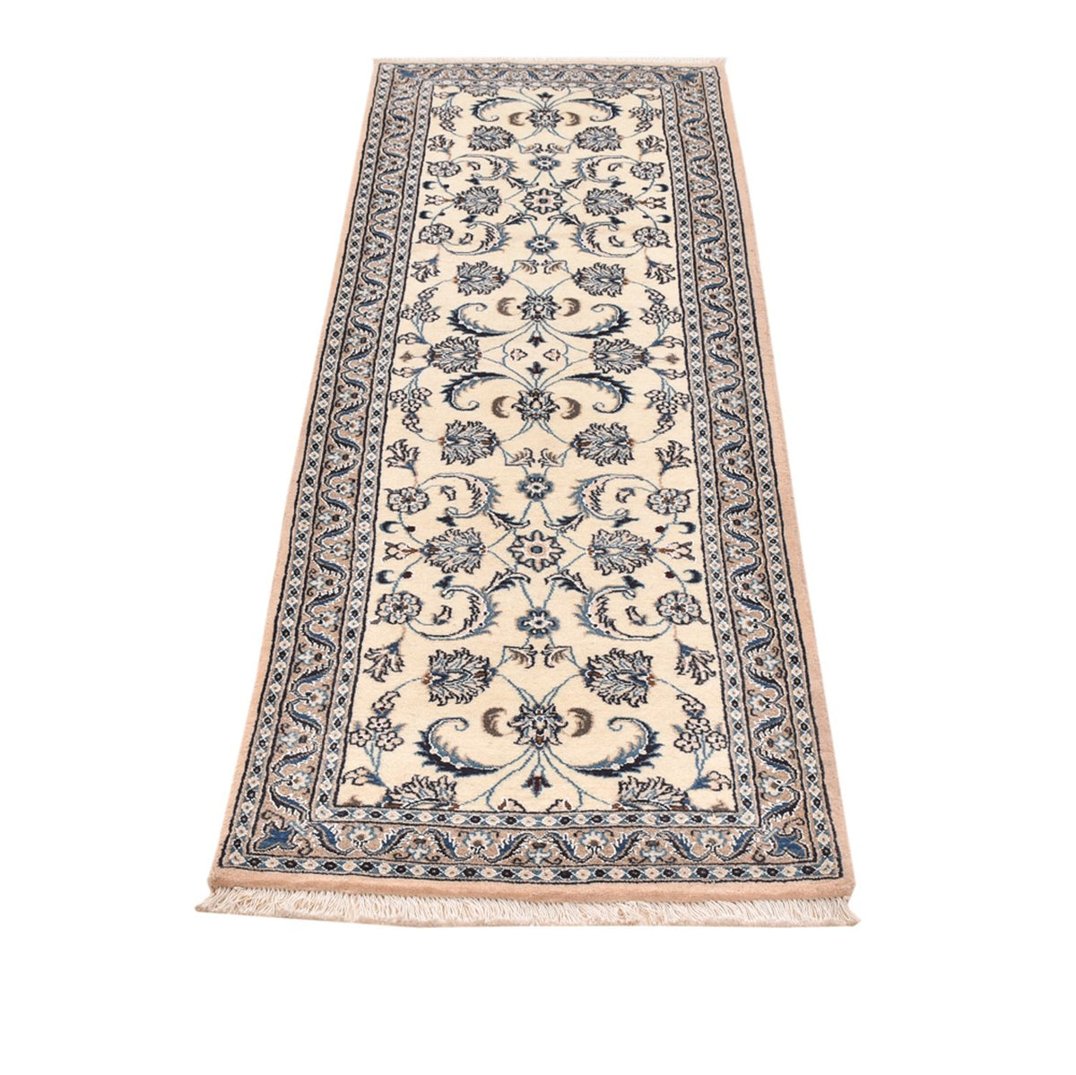 Tapis de couloir Tapis persan - Nain - Royal - 196 x 61 cm - crème