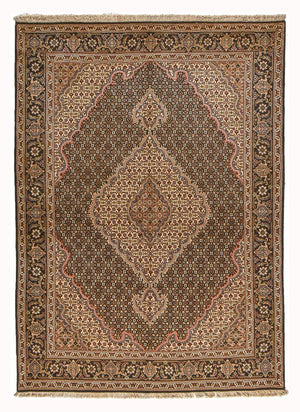 Tapis persan - Tabriz - Royal - 210 x 151 cm - marron foncé