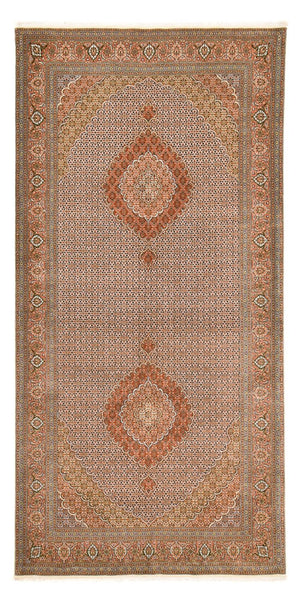 Tapis de couloir Tapis persan - Tabriz - Royal - 403 x 200 cm - marron clair