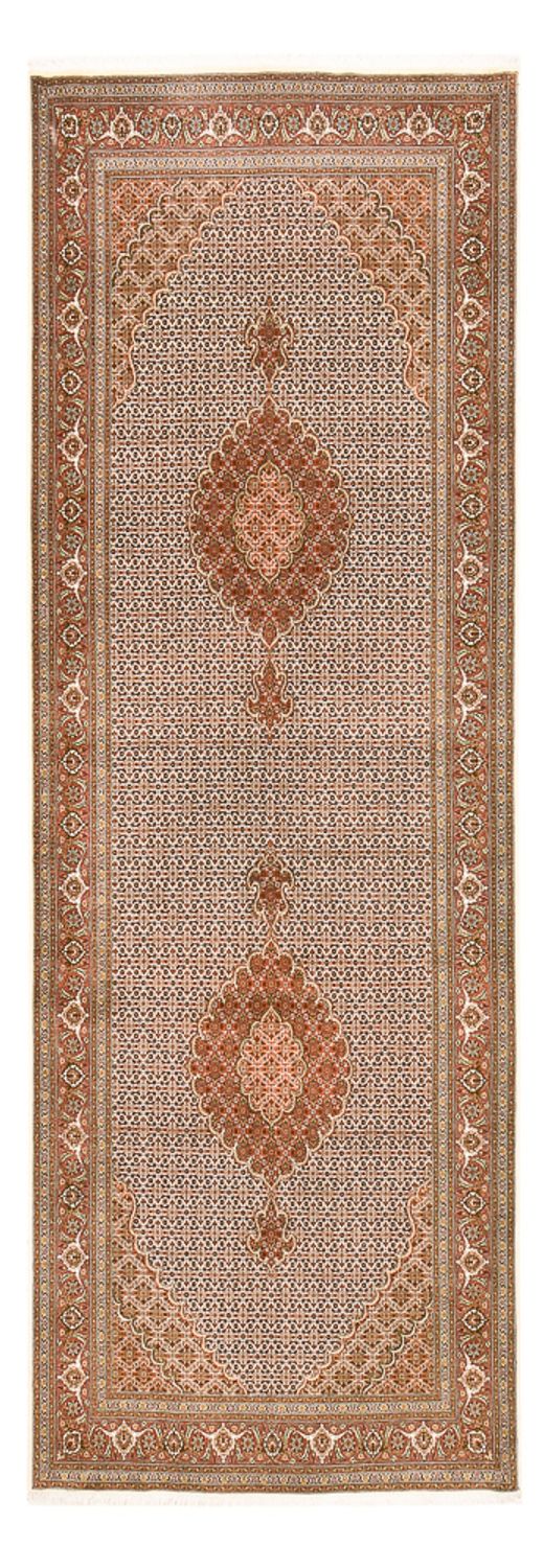 Tapis de couloir Tapis persan - Tabriz - Royal - 404 x 150 cm - marron clair