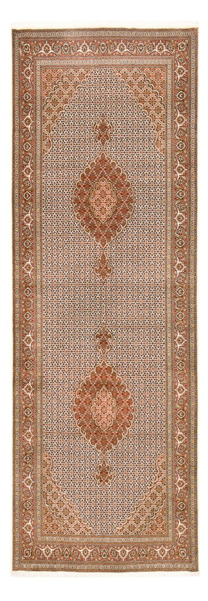 Tapis de couloir Tapis persan - Tabriz - Royal - 404 x 150 cm - marron clair