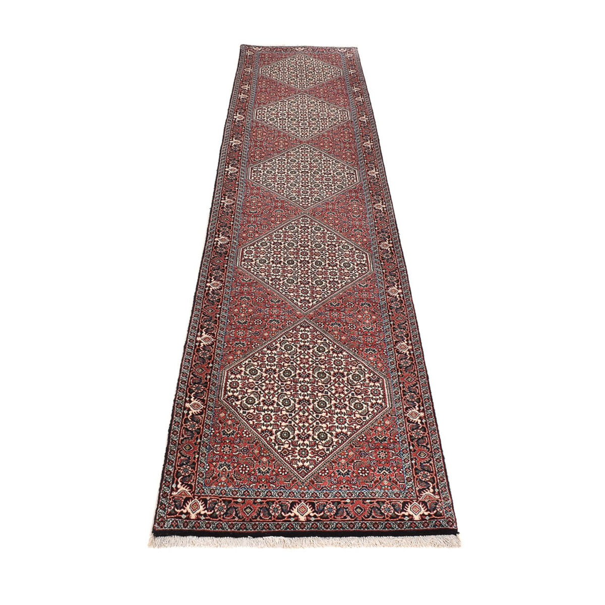Tapis de couloir Tapis persan - Bidjar - 389 x 74 cm - marron