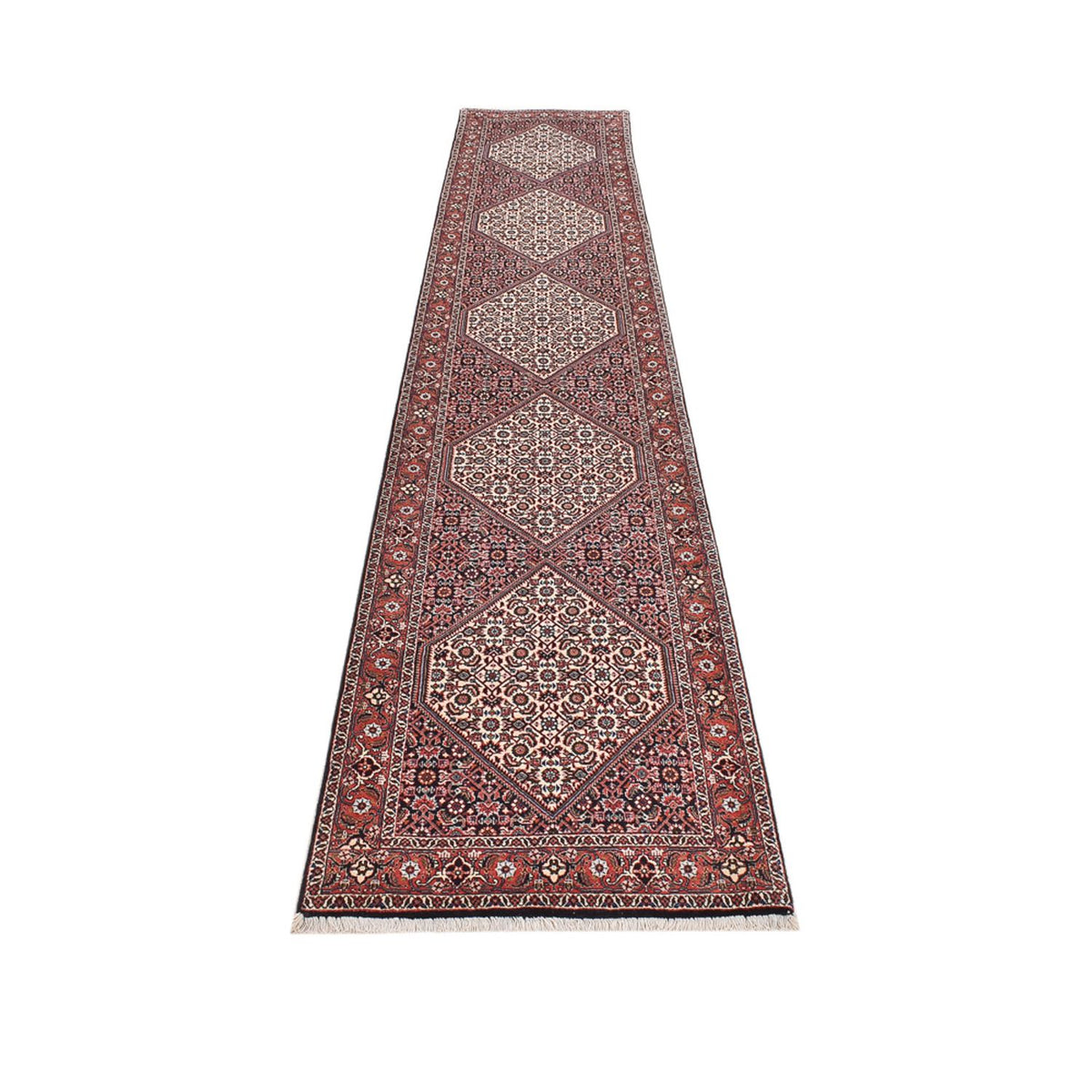 Tapis de couloir Tapis persan - Bidjar - 394 x 73 cm - marron