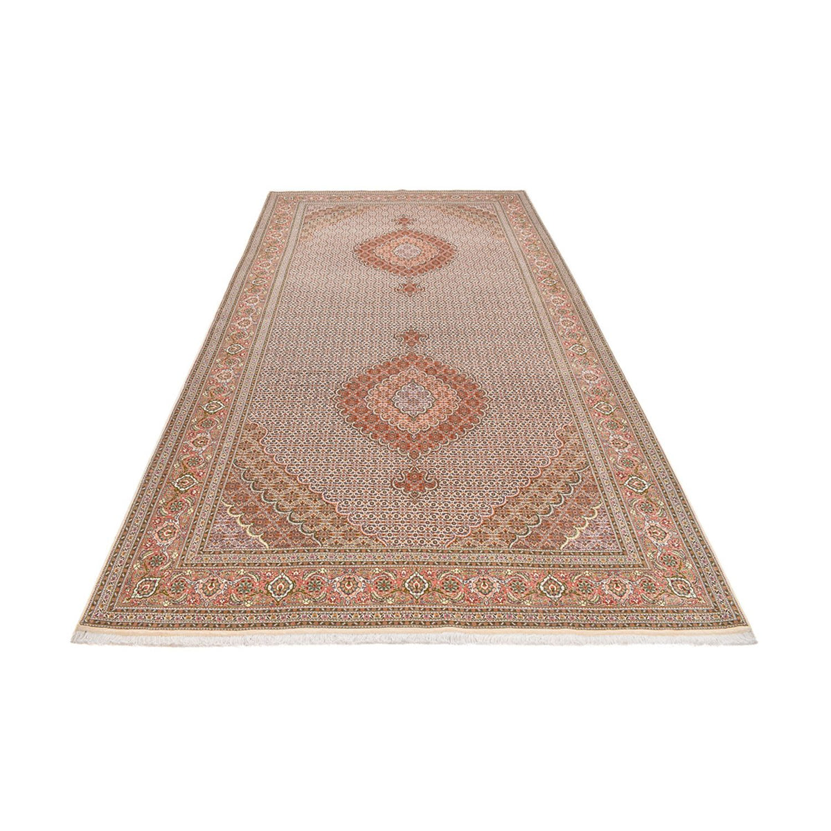 Tapis de couloir Tapis persan - Tabriz - Royal - 400 x 202 cm - rouge clair