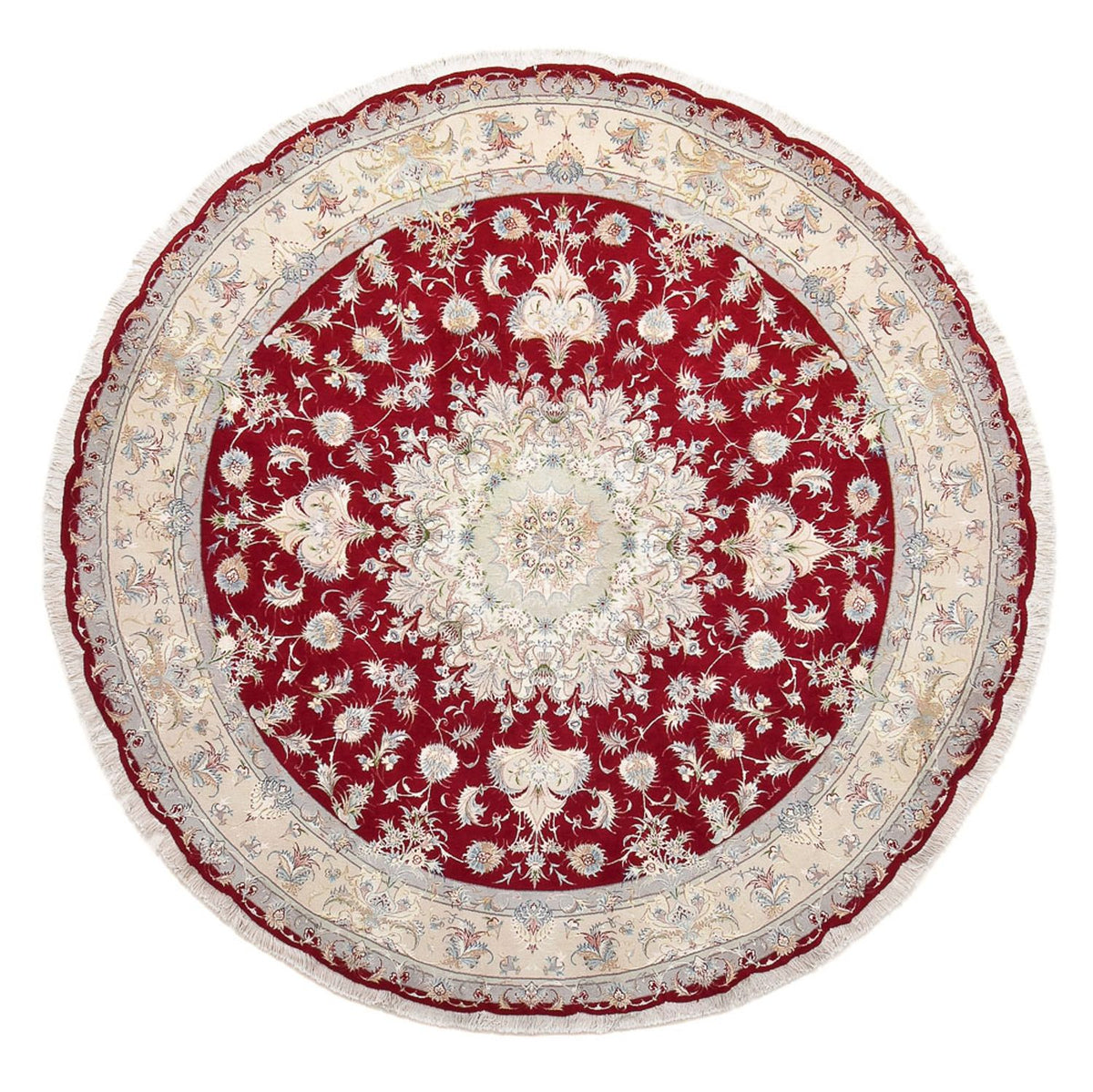 Tapis persan - Tabriz - Premium ronde  - 250 x 250 cm - rouge