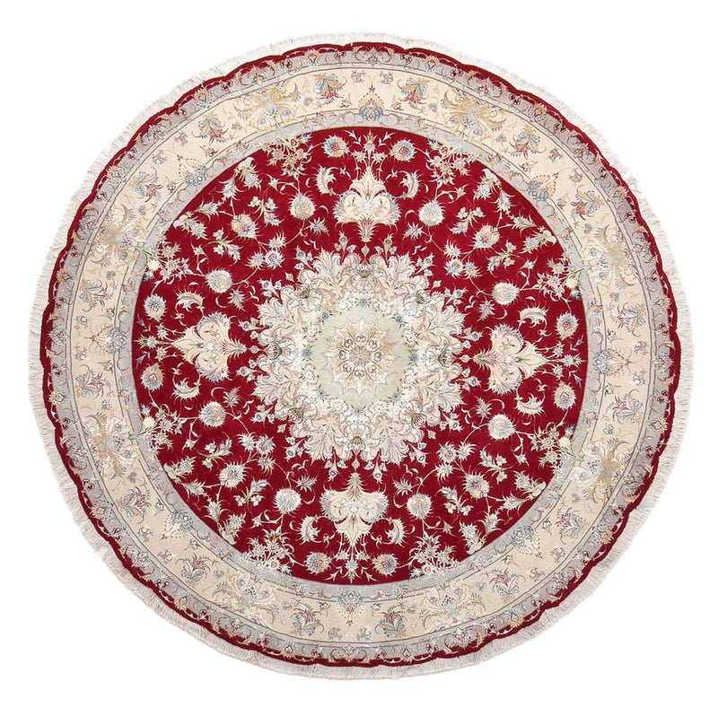 Tapis persan - Tabriz - Premium ronde  - 250 x 250 cm - rouge