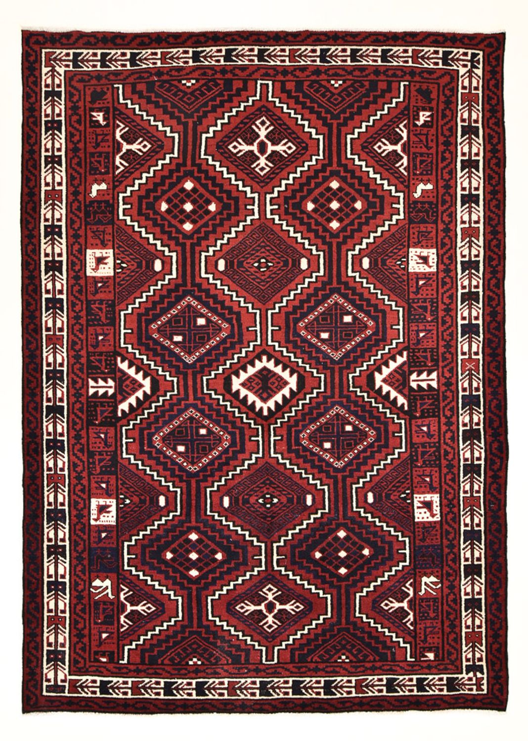 Tapis Gabbeh - Loribaft Persan - 302 x 222 cm - rouge bordeaux