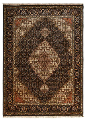 Tapis persan - Tabriz - Royal - 205 x 146 cm - marron foncé