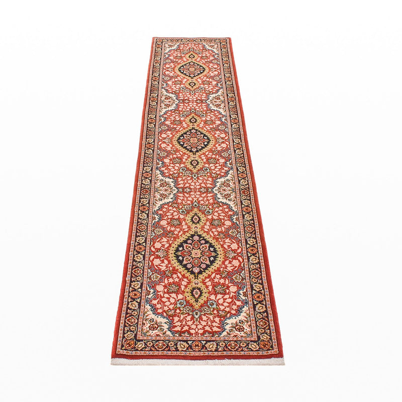 Tapis de couloir Tapis persan - Ghom - Royal - 297 x 63 cm - rouge clair
