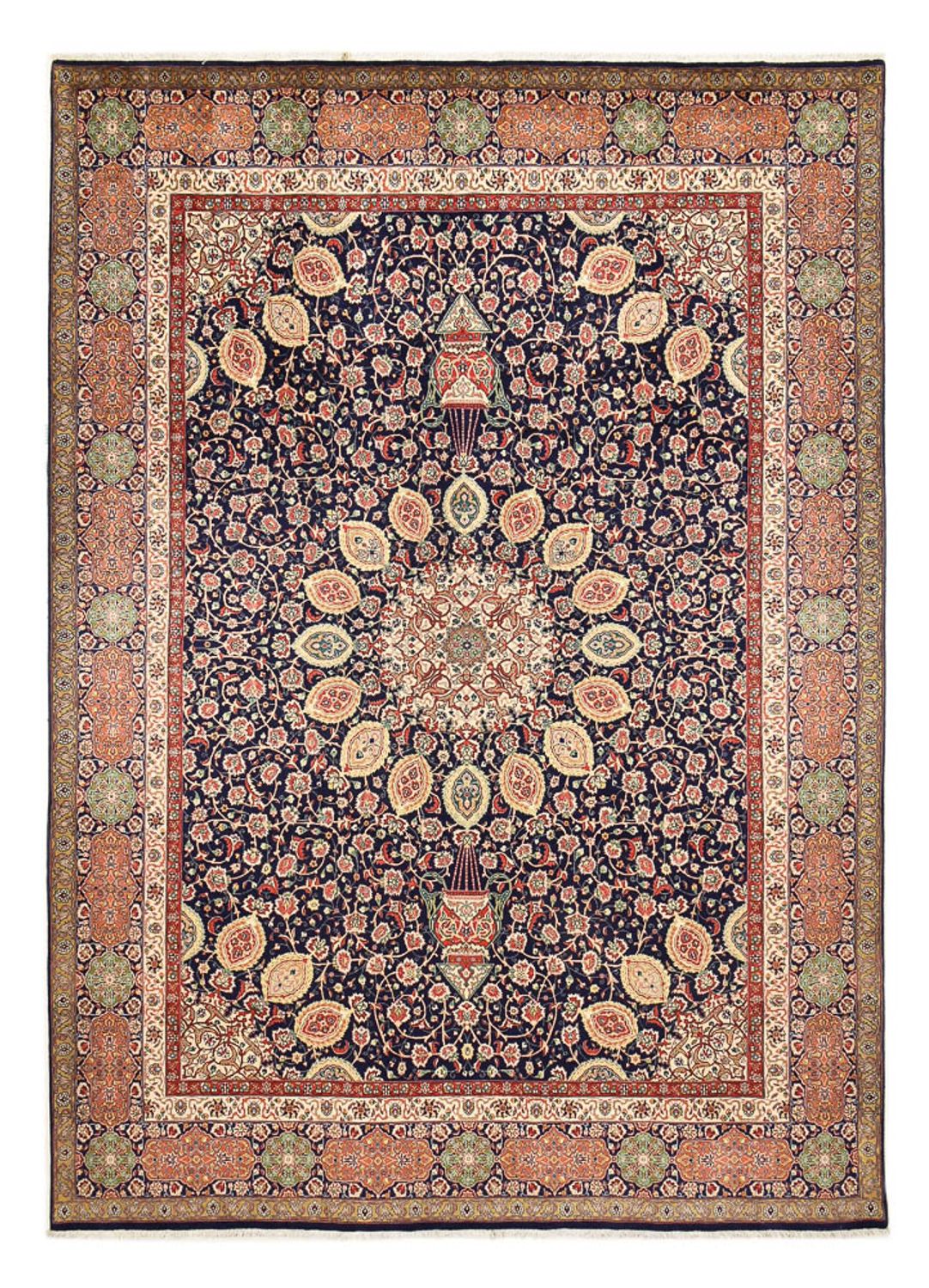 Tapis persan - Tabriz - Royal - 410 x 300 cm - bleu foncé
