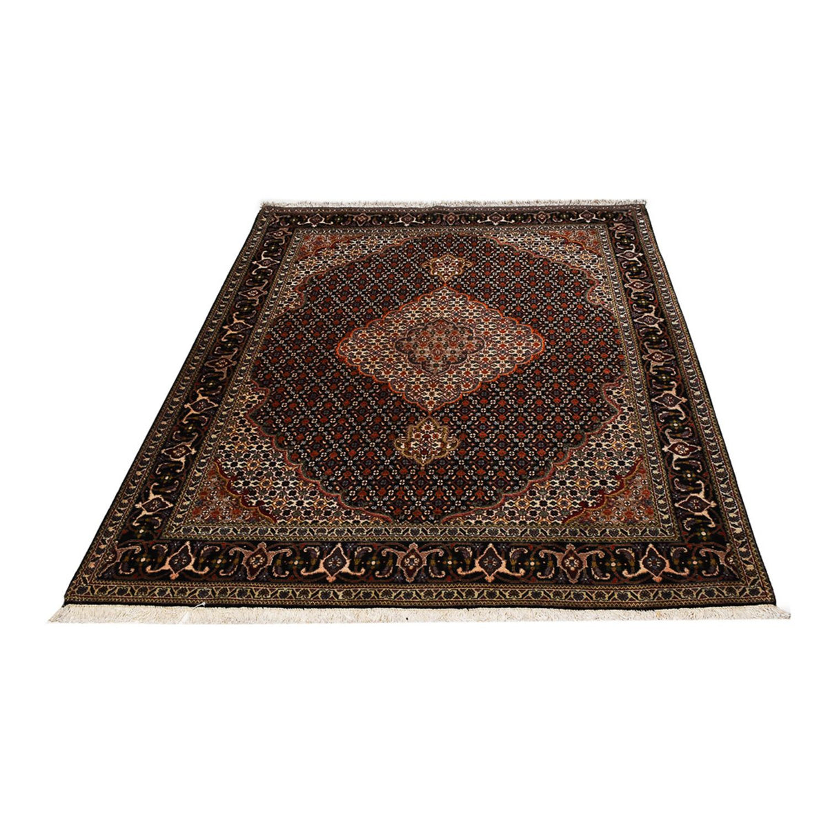 Tapis persan - Tabriz - Royal - 210 x 154 cm - marron foncé