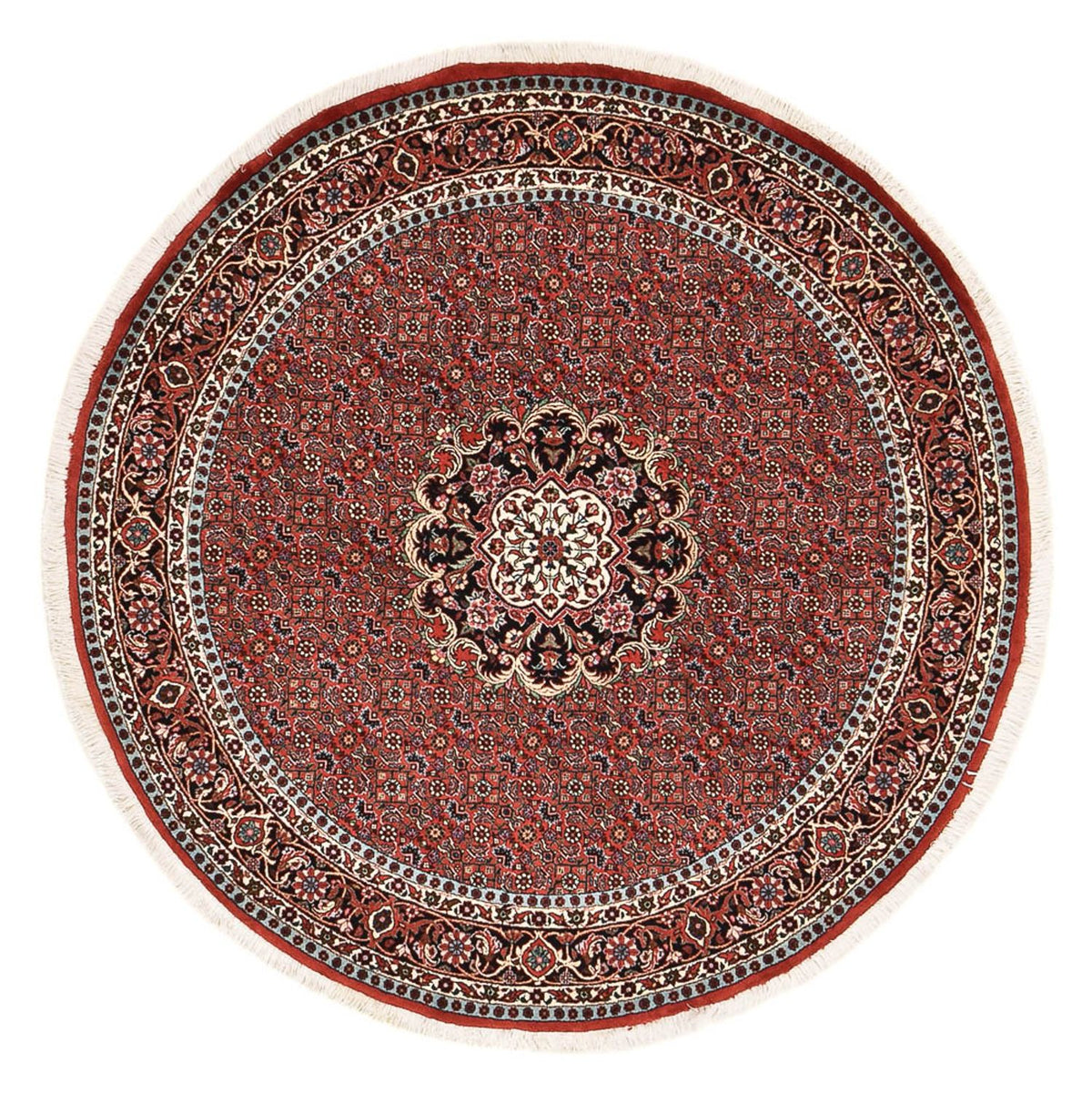 Tapis persan - Bidjar ronde  - 150 x 150 cm - rouge foncé