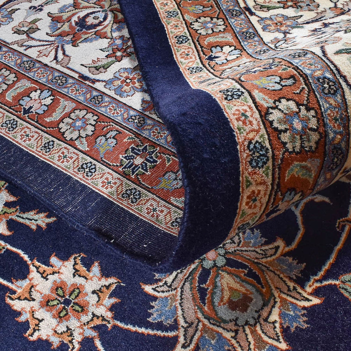 Tapis persan - Classique - Royal - 384 x 304 cm - bleu foncé