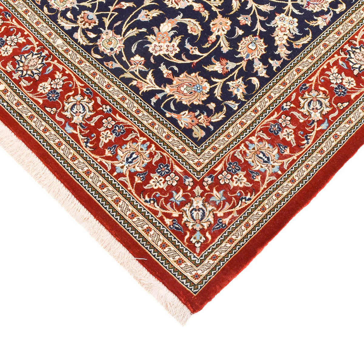 Tapis persan - Ghom - Royal - 204 x 133 cm - bleu foncé