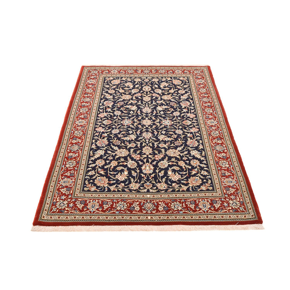 Tapis persan - Ghom - Royal - 204 x 133 cm - bleu foncé