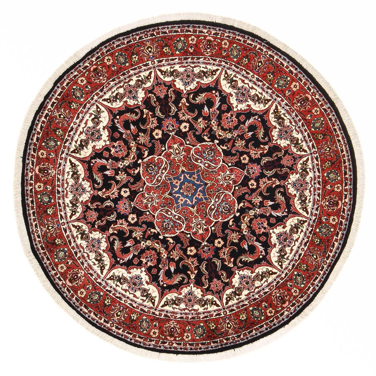 Tapis persan - Bidjar ronde  - 155 x 155 cm - rouge foncé