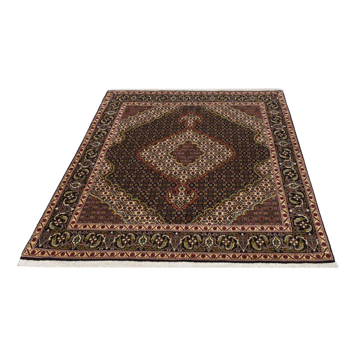 Tapis persan - Tabriz - Royal - 202 x 150 cm - marron foncé