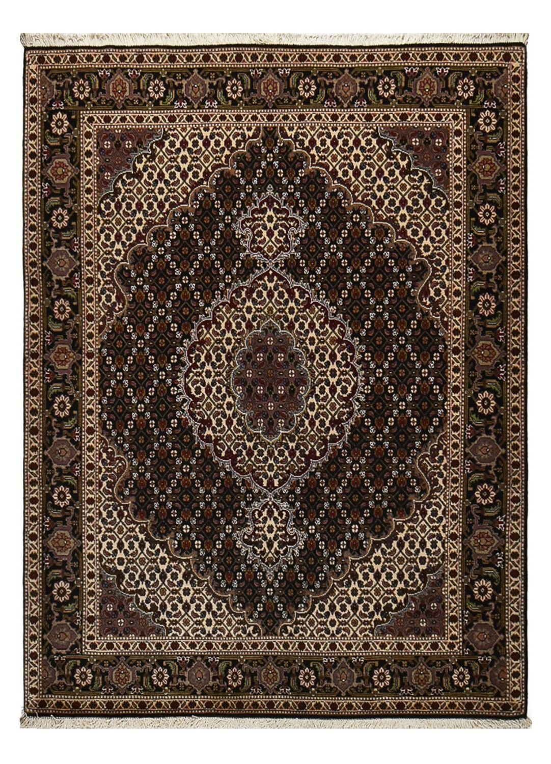 Tapis persan - Tabriz - Royal - 196 x 148 cm - marron foncé