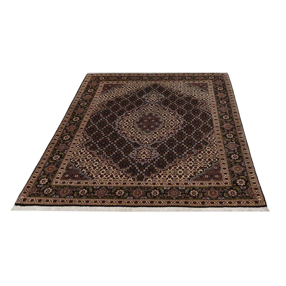 Tapis persan - Tabriz - Royal - 196 x 148 cm - marron foncé