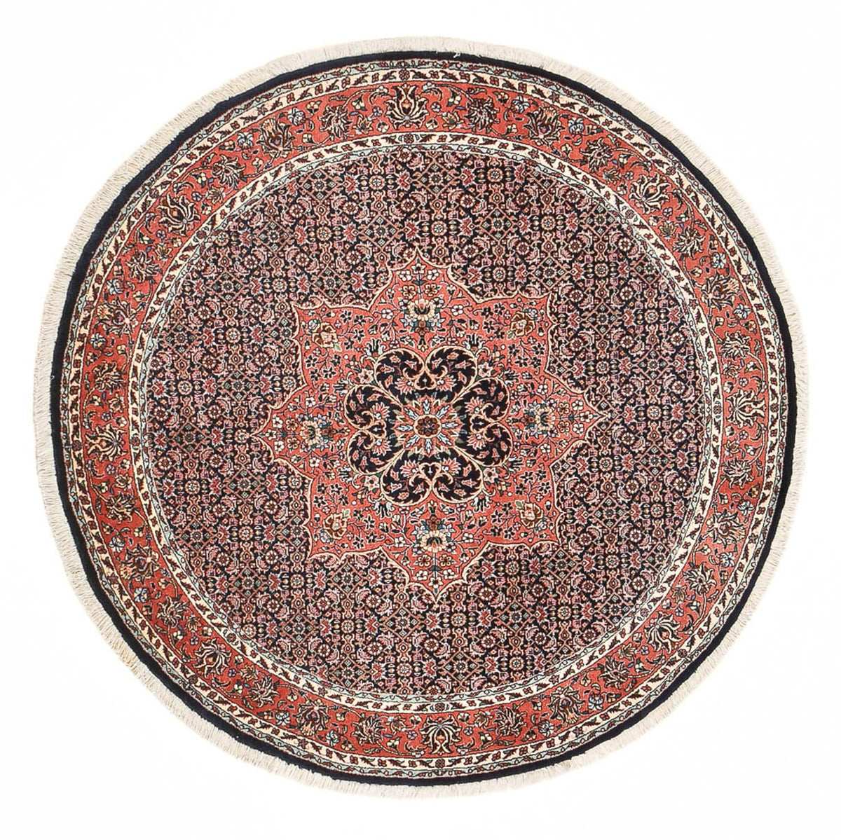 Tapis persan - Bidjar ronde - 155 x 155 cm - rouge foncé