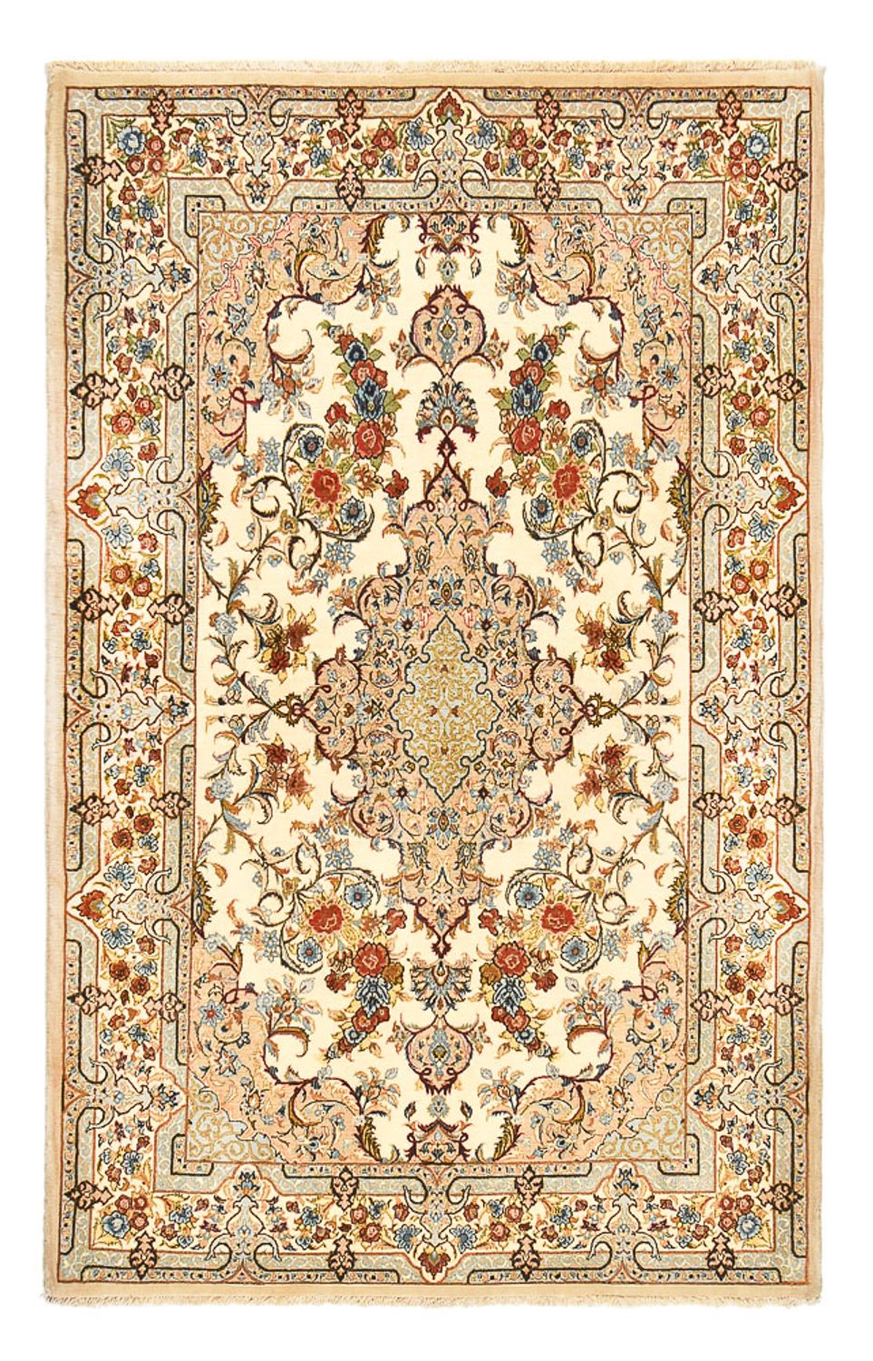 Tapis persan - Ghom - Royal - 211 x 130 cm - beige clair
