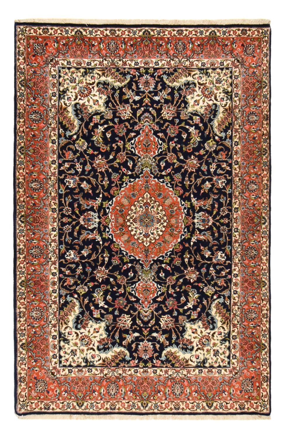 Tapis persan - Ghom - Royal - 205 x 137 cm - bleu foncé
