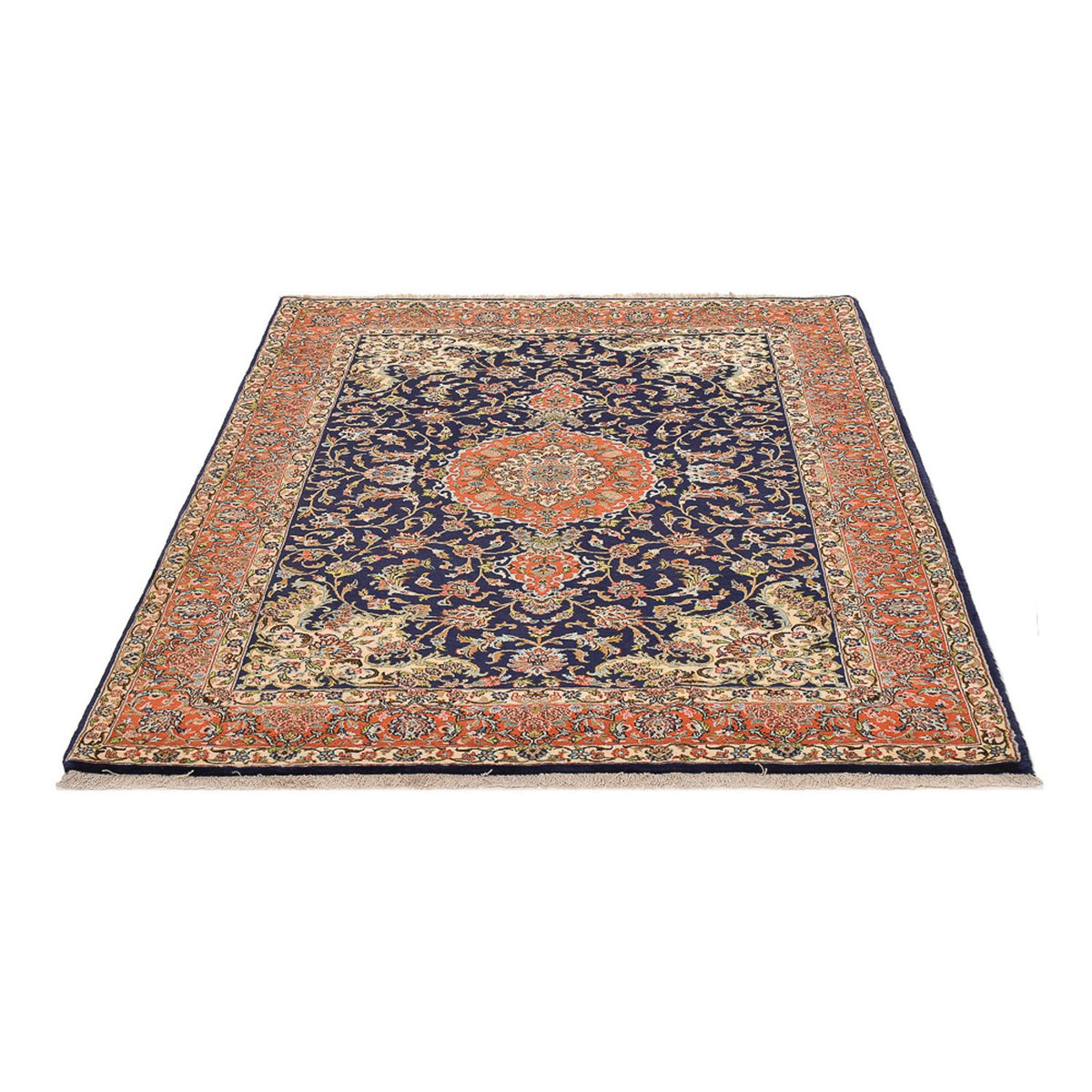 Tapis persan - Ghom - Royal - 205 x 137 cm - bleu foncé