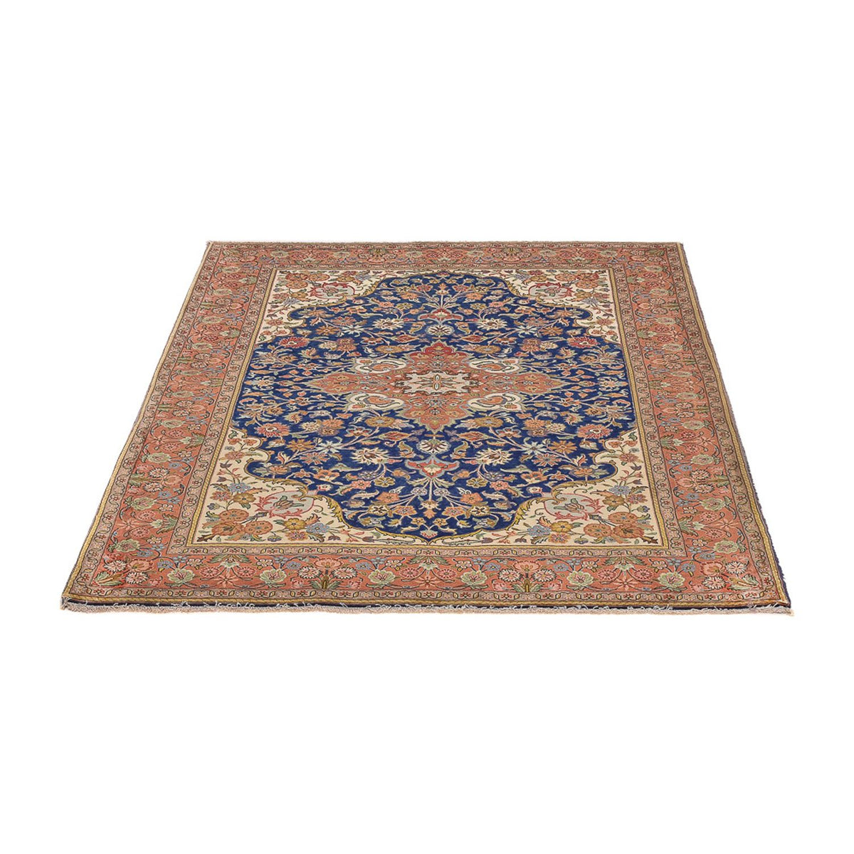 Tapis persan - Ghom - Royal - 208 x 137 cm - bleu foncé
