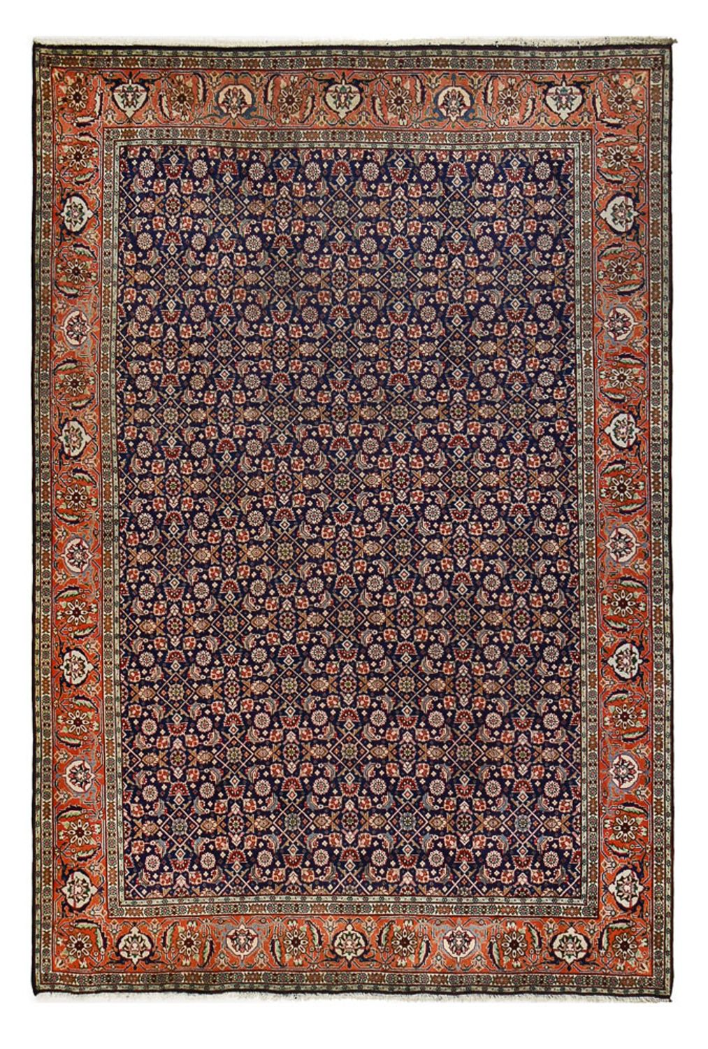 Tapis persan - Tabriz - 289 x 198 cm - bleu foncé