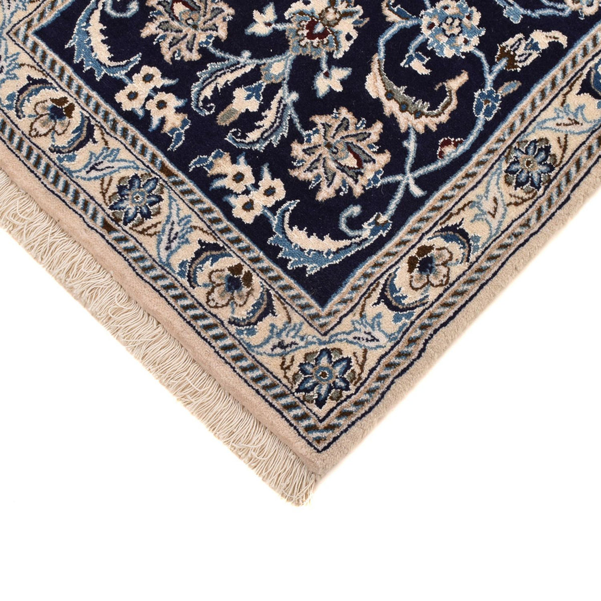 Tapis de couloir Tapis persan - Nain - Royal - 197 x 61 cm - bleu foncé