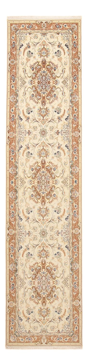 Tapis de couloir Tapis persan - Tabriz - Royal - 372 x 87 cm - beige