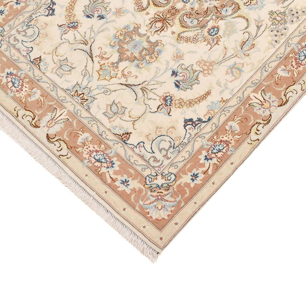 Tapis de couloir Tapis persan - Tabriz - Royal - 372 x 87 cm - beige