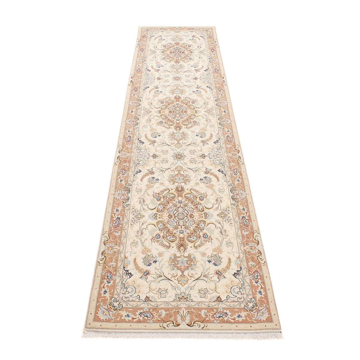 Tapis de couloir Tapis persan - Tabriz - Royal - 372 x 87 cm - beige