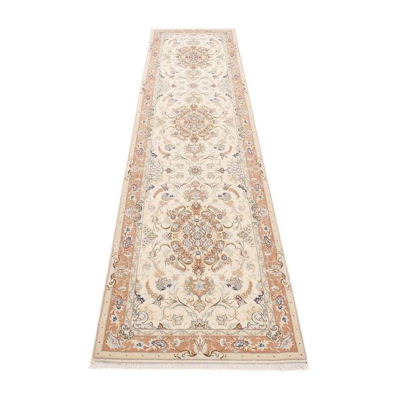 Tapis de couloir Tapis persan - Tabriz - Royal - 372 x 87 cm - beige
