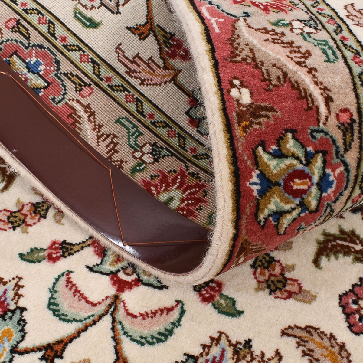 Tapis de couloir Tapis persan - Tabriz - Royal - 301 x 68 cm - beige